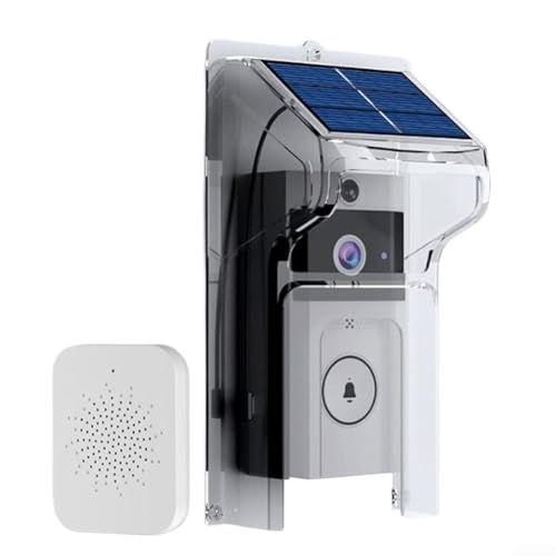 Cloudpower Kabellose WiFi-Video-Türklingel, solarbetriebene Türklingel-Kamera, solarbetrieben, mit wasserdichtem Regenschutz, Zwei-Wege-Gegensprechanlage für Home Office von Cloudpower