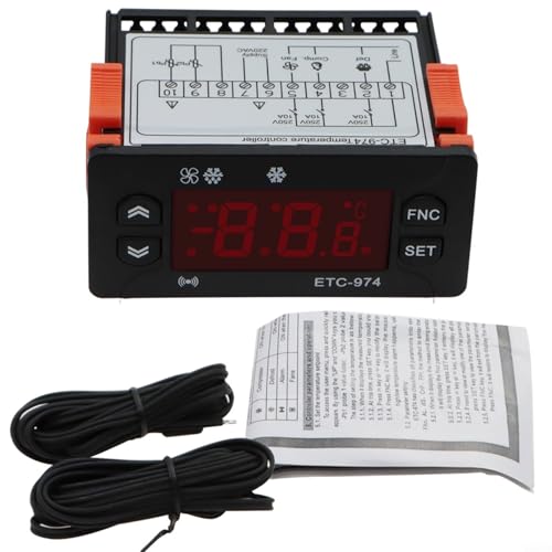 Digitaler Temperaturregler ETC974 Kühlschrankthermostat mit Dual-Sensor PTC-Sonde LCD-Display -50 ℃ bis 110 ℃ von Cloudpower