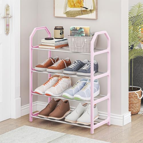 Kompaktes Schuhregal mit mehreren Ebenen, perfekt für kleine Räume im Wohnzimmer oder Schlafzimmer (Rosa) von Cloudpower