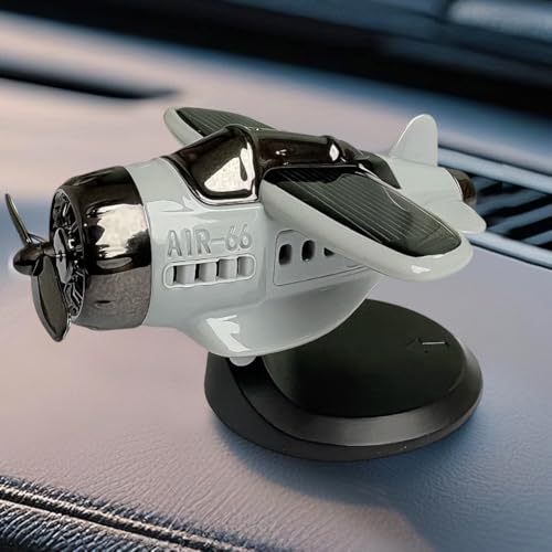 Lichtsensor rotierender Propeller Kampfflugzeug Ornament Solarbetriebenes Flugzeug für Auto und Innendekoration (grau) von Cloudpower
