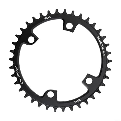 Rennrad Einzel-Kettenblatt 110BCD 4 Schrauben CNC Aluminiumlegierung Schmale Breite Zahn-Kettenrad für 9 10 11 Gang Fahrrad 36T 38T 40T 42T 44T Schwarz (38T) von Cloudpower