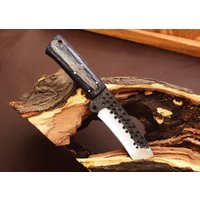 Custom Handgeschmiedet Eisenbahn Spike Carbon Stahl Jagd Tanto Messer Mit Holzgriff & Kommt Echtlederscheide von CloudyskyGoods