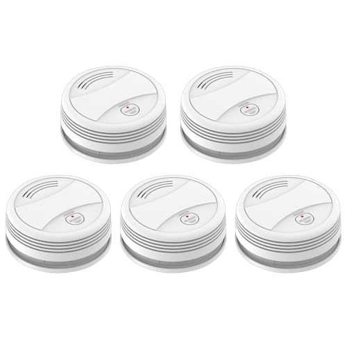 5 Pack WLAN Rauchmelder für Haus und Lagerhalle, Feueralarm mit Testtaste, 24/7 Brandüberwachung von Clouree