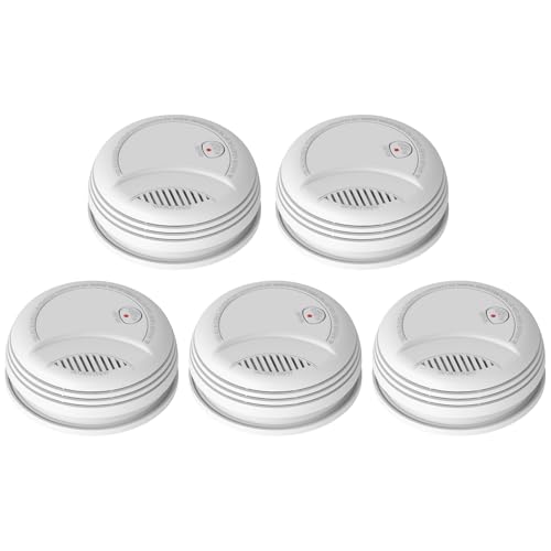 W-LAN Rauchmelder, Drahtloser Brandmelder Sensor, Smart Life/Tuya Wireless Smoke Detector, WiFi Fire Alarm Siren, EN14604 Zertifiziert, Lauter Alarm, geringer Stromverbrauch (5Stk) von Clouree