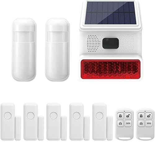 Solar Siren Alarm Security System für den Außenbereich,Wasserdichtes 433MHz Einbruchsalarmsystem für Gartenvillen,10er-Set mit PIR-Bewegungsmelder, Tür-/Fenstersensor und Fernbedienung Solar Siren Alarm Security System für den Außenbereich,Wasserdichtes 433MHz Einbruchsalarmsystem für Gartenvillen,10er-Set mit PIR-Bewegungsmelder, Tür-/Fenstersensor und Fernbedienung von Clouree