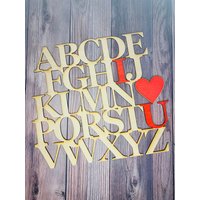 Alphabet I Love You Holz Valentinstagsschild, Abc Valentinstagsschilder, Kinderzimmer Schild, Baby Dekor von ClouseCrafts