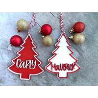 Christbaumschmuck in Baumform, Personalisierter Mit Namen, Weihnachtsschmuck, Strümpfe, Weihnachtsgeschenk, Laser Cut Ornament von ClouseCrafts