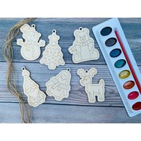 Diy Ornament Kit | Bemalen Sie Ihre Eigenen Ornamente Bastelset Weihnachtshandwerk Holzornamente von ClouseCrafts