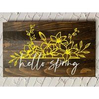 Frühlingsschild Aus Holz, Willkommensschild Für Den Frühling, Mit Blumen, Florales Willkommensschild von ClouseCrafts