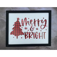 Merry & Bright Canvas Schild, 16 X 20 Dekor, Büffel Kariert, Weihnachtsschild, Schild Für Die Feiertage, Rustikales Weihnachtsdekor von ClouseCrafts