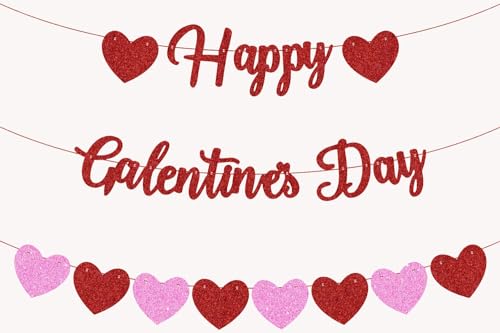 Happy Galentine's Day Rot Rosa Glitter Herz Girlande Banner für Mädchen Damen Valentinstag Galentines Theme Party Decor Supplies Happy Galentine's Day Rot Rosa Glitter Herz Girlande Banner für Mädchen Damen Valentinstag Galentines Theme Party Decor Supplies von CloverCy