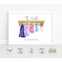 Personalisierter Garderobenhaken Familie Druck | Familienschild Familienmäntel von CloverDesignsStore