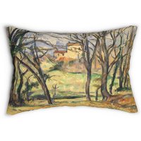 Gesponnenes Polyester-Lendenkissen, "Bäume Und Häuser in Der Nähe Des Jas De Bouffan" Von Paul Cezanne, Kunstdruck Dekoratives Dekokissen, Akzent von CloverRiotDesigns