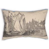 Lendenkissen Mit Maritimen Motiven Von Reiner Nooms, Reiner Nooms, Fähre Nach Leiden, Blauer Hintergrund von CloverRiotDesigns