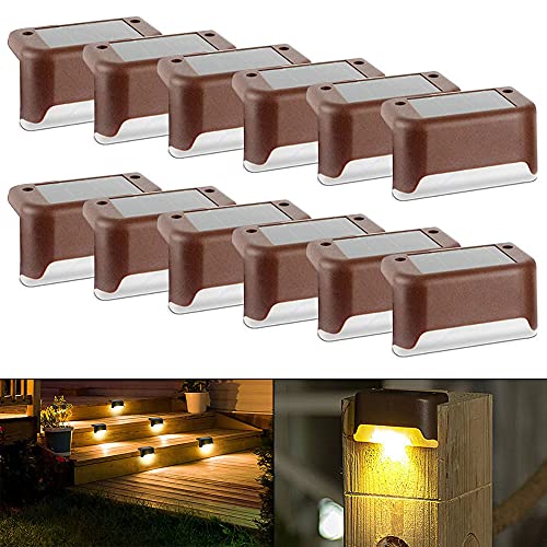 CloverStar Solar Treppe Lampe Solar Deck-Lampe, Deck-Licht Outdoor Led Solarbetriebene Treppenlichter IP65 Wasserdicht im Freien für Hinterhof Treppen Gartenweg Terrasse Zäune (12PCS) von CloverStar