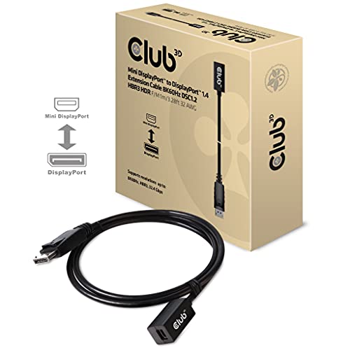 Club3D Mini DisplayPort™ auf DisplayPort™ 1.4 Verlängerungskabel 8K60Hz DSC1.2 HBR3 HDR B/St 1m von Club 3D