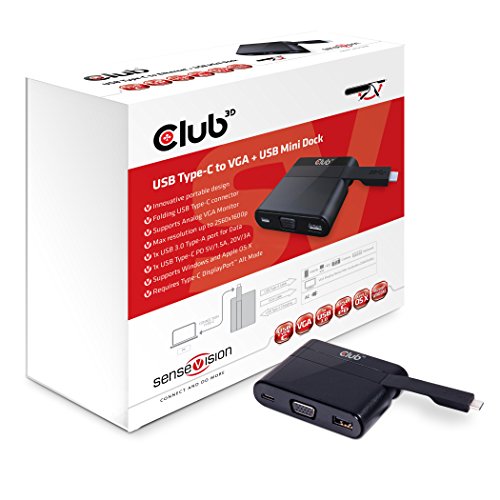 Club 3D USB Typ-C auf VGA + USB 3.0 + USB Typ C Charging Mini Dock Club 3D USB Typ-C auf VGA + USB 3.0 + USB Typ C Charging Mini Dock von Club 3D