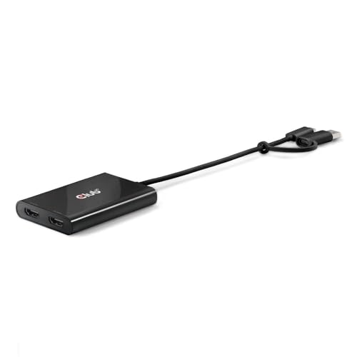 Club3D CSV-1475 USB Typ-C (mit USB Typ-A Adapter) auf dualen HDMI (4K60Hz) Video Splitter mit DisplayLink® von Club 3D