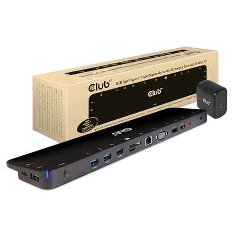 Club3D USB Gen1 Typ-C Triple Display Dynamic PD Charging Dock mit 65 Watt Ladegerät Club3D USB Gen1 Typ-C Triple Display Dynamic PD Charging Dock mit 65 Watt Ladegerät von Club 3D