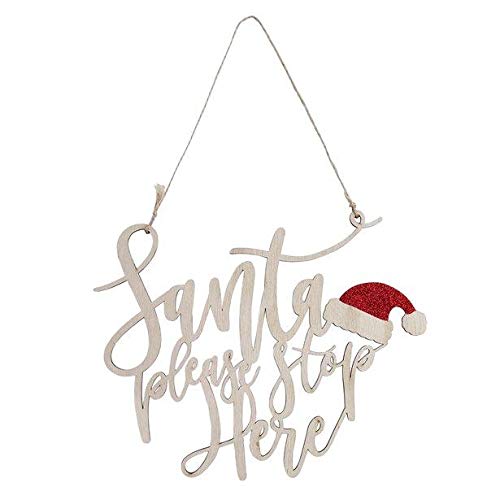Santa Please Stop Here Wooden Sign from Club Green - 25cm von Club Green