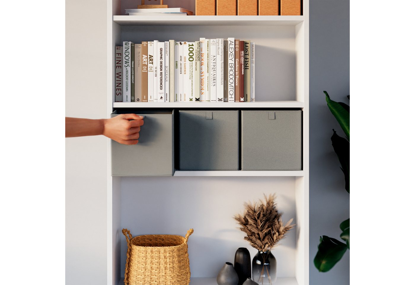 Clutter Cover Aufbewahrungsbox für Billy Regal, 3er-Set, Grau oder Anthrazit, Kiste für Bücherregal Clutter Cover Aufbewahrungsbox für Billy Regal, 3er-Set, Grau oder Anthrazit, Kiste für Bücherregal von Clutter Cover