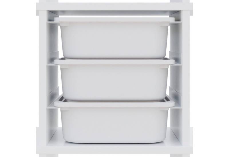 Clutter Cover Regaleinsatz für Kallax Regal, Halterung für 3 Trofast Boxen, Schienenset wahlweise mit passenden Boxen in Grün oder Weiß von Clutter Cover