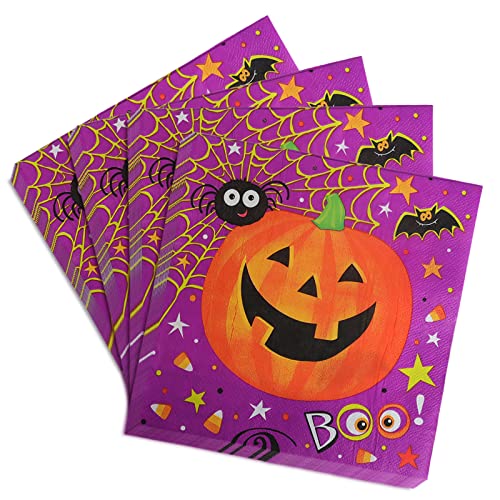 Clvsyh Halloween Servietten, 40 Stück Servietten Geburtstag, Kürbis Schädel Geist Hexe Süßes oder Saures Papierservietten Paper Napkins, Party Serviette für Halloween Geburtstag Tischdeko (A) von Clvsyh