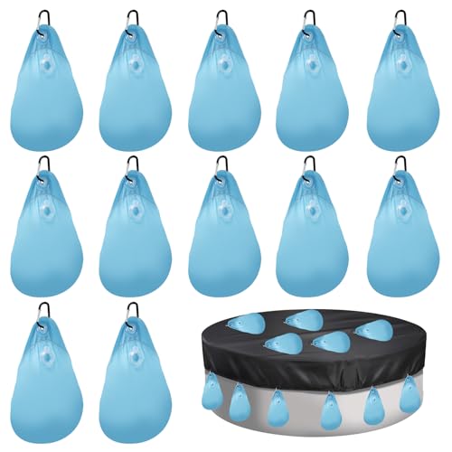 12 Stück Pool Wandtaschen, 23x34 cm Poolabdeckung Gewichte Wassersack, Verdicktes PE Poolabdeckung Gewichte Hängetaschen mit 8 Schnallen, Winter Pool Abdeckplane Beschwerungssack von Clyfanesy