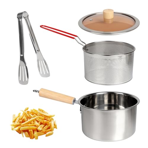 2.5L Fettbehälter Rostfreier Stahl Speckfett, 304 Edelstahl Frittiertopf mit Sieb, Deckel und Clip, Vielseitiges Fettbehälter Ölfiltertopf Oil Filter Pot, Frittiertopf Induktion für Braten Kochen von Clyfanesy