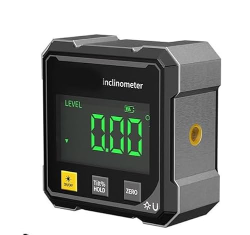 4 Side Magnetic Digital Angle Gauge, Stark Magnetisch, ±0,1° Genauigkeit, Digitaler Winkelmesser Magnetisch, Magnetisch LCD Neigungsmesser, Wiederaufladbarer Winkelmessgerät für Holzarbeiten, Bau, DIY von Clyfanesy