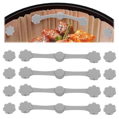 4 Stück Magnet Silikonschnalle, Hochtemperaturbeständige Silikon Magnetschnalle, Magnetische Silikonschnallen zum Festhalten von Pergamentpapier, Air Fryer Magnetische Silikon Schnallen (Blumen) von Clyfanesy