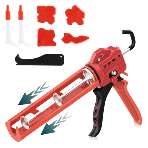 Kartuschenpresse, Metall Kartuschenpistole mit 18:1 Übersetzung und 360° Drehrahmen, Ergonomische Silikonspritze Kartuschenpistole, Profi Silikonpistole für 300-330ml Dicht und Klebstoffkartuschen Kartuschenpresse, Metall Kartuschenpistole mit 18:1 Übersetzung und 360° Drehrahmen, Ergonomische Silikonspritze Kartuschenpistole, Profi Silikonpistole für 300-330ml Dicht und Klebstoffkartuschen von Clyfanesy
