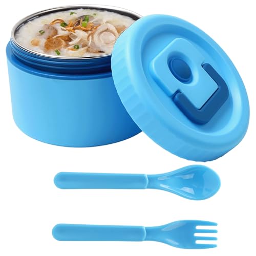 Lunch Box Kinder Set mit 320ml Thermobehälter für Essen, Brotdose Kinder mit 4 Fächern, Auslaufsicher Lunchbox Kinder mit Besteck, Brotbox Kinder Isolierte Lunchtasche für Mädchen Jungen (B) von Clyfanesy