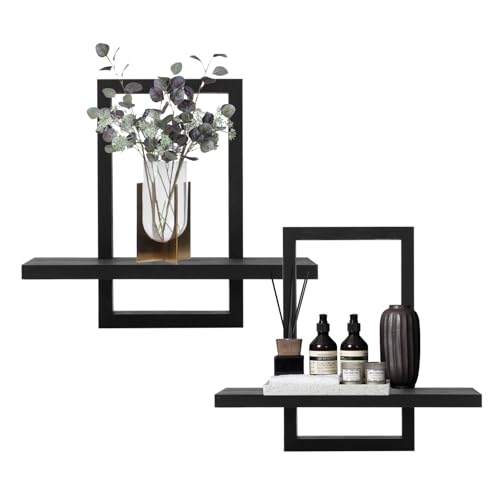 Set mit 2 Wandregalen, Schwebende Regal für die Wand Deko, Hängeregale zur Wandaufbewahrung, Quadratisches Holzdekor Bücherregal, Wandregal Holz Wanddeko Wohnzimmer für Schlafzimmer, Wohnzimmer Set mit 2 Wandregalen, Schwebende Regal für die Wand Deko, Hängeregale zur Wandaufbewahrung, Quadratisches Holzdekor Bücherregal, Wandregal Holz Wanddeko Wohnzimmer für Schlafzimmer, Wohnzimmer von Clyfanesy