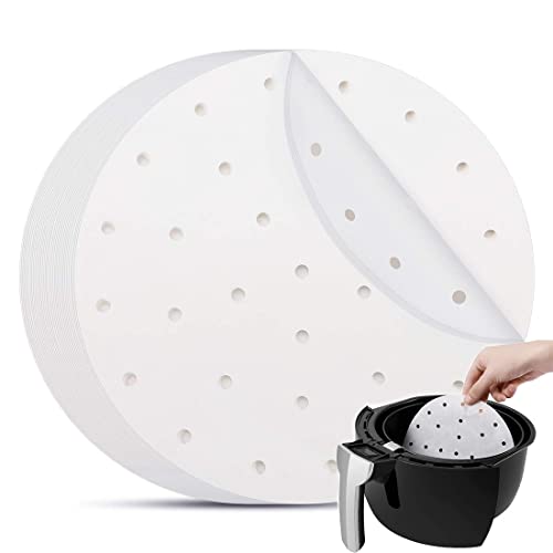 Clyhon 100 Stück Airfryer Backpapier, 20CM Rund Pergamentpapier Antihaft Perforiert Backzubehör Papier für Heißluftfritteusen, Mikrowelle & Backofen Kochen von Clyhon