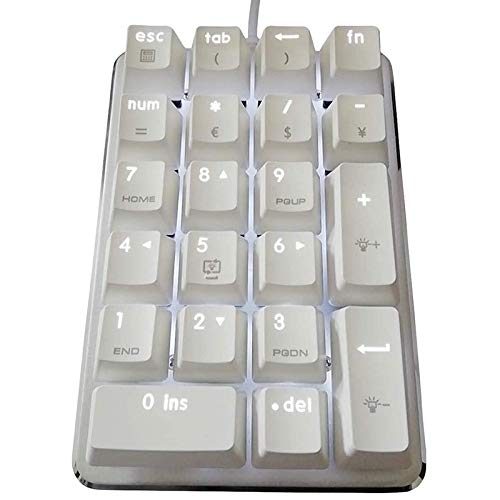 Clyictz Mechanischer Ziffernblock mit 21 Tasten, weiße Hintergrundbeleuchtung, mit Kirschblauen Schaltern für Notebook, Desktop-PC von Clyictz
