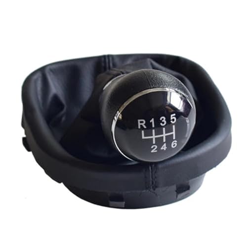 Clynex 5/6-Gang-Auto-Schaltknauf-Gamaschenmanschettenabdeckung, for Caddy, 2 II MK2, für, for Touran, 2004–2009, manueller Hebelschalthebel, Handball Schaltknauf(BLACK 6 Speed) von Clynex