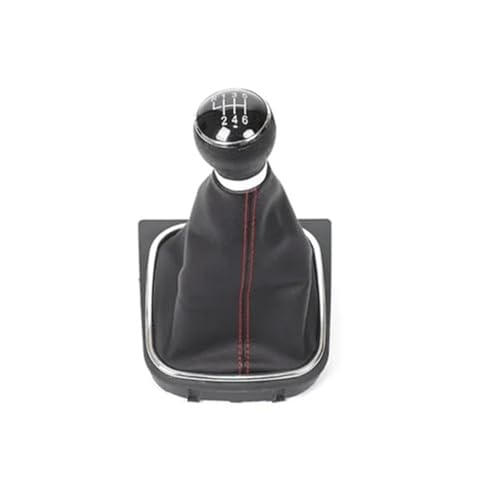 Clynex 5/6-Gang-Schaltknauf-Abdeckung, for Golf, 6 MK6, for Jetta, V VI 2005–2014, Hebelmanschette, schwarzes Leder-Set Schaltknauf(BLACK 6 Speed) von Clynex