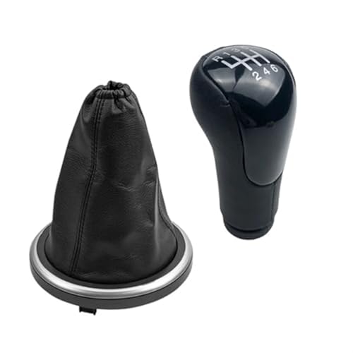 Clynex Auto-Schaltknauf-Gamasche, Kofferraumabdeckung, for Ford, for Fiesta, MK6 Fusion Transit Connect 2002–2008, Gehäusekragen Schaltknauf(6 Speed Black) von Clynex