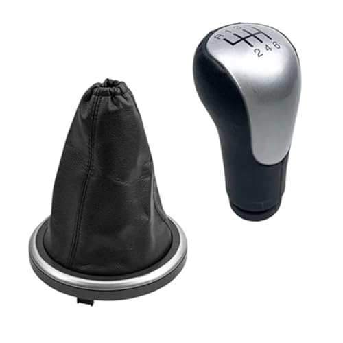 Clynex Auto-Schaltknauf-Gamasche, Kofferraumabdeckung, for Ford, for Fiesta, MK6 Fusion Transit Connect 2002–2008, Gehäusekragen Schaltknauf(6 Speed Silver) von Clynex