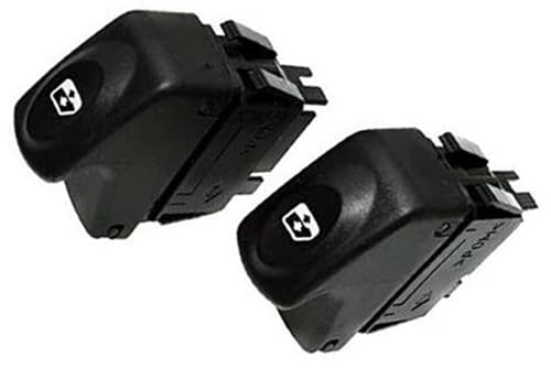 Clynex Elektrischer Fensterheber-Bedienknopfschalter Einzelner elektrischer Fensterheber-Bedienschalterknopf Clio II Kangoo # 7700429998 Autofenster-Bedienschalter Autofensterschalter(BLACK 2 piece) von Clynex