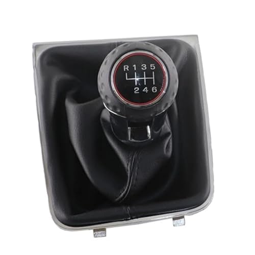 Clynex Schaltknauf Hebelschaltergriff Leder, for Golf, 7 A7 MK7 GTI GTD 2013 2014-2018 Schaltgetriebegriff 5 6 Gang Schaltknauf(BLACK 6 speed black line) von Clynex
