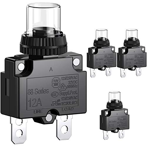 CLDIY 12-A-Leistungsschalter mit thermischem Überlastungsschutz 88 Series Manual Push Button Reset mit Schnellanschlussklemmen und wasserdichter Tastenkappe 32VDC oder 125 / 250VAC 4PCS CLDIY 12-A-Leistungsschalter mit thermischem Überlastungsschutz 88 Series Manual Push Button Reset mit Schnellanschlussklemmen und wasserdichter Tastenkappe 32VDC oder 125 / 250VAC 4PCS von Clyxgs
