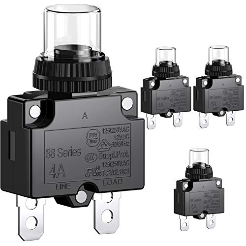 CLDIY 4-A-Leistungsschalter mit thermischem Überlastungsschutz 88 Series Manual Push Button Reset mit Schnellanschlussklemmen und wasserdichter Tastenkappe 32VDC oder 125 / 250VAC 4PCS CLDIY 4-A-Leistungsschalter mit thermischem Überlastungsschutz 88 Series Manual Push Button Reset mit Schnellanschlussklemmen und wasserdichter Tastenkappe 32VDC oder 125 / 250VAC 4PCS von Clyxgs