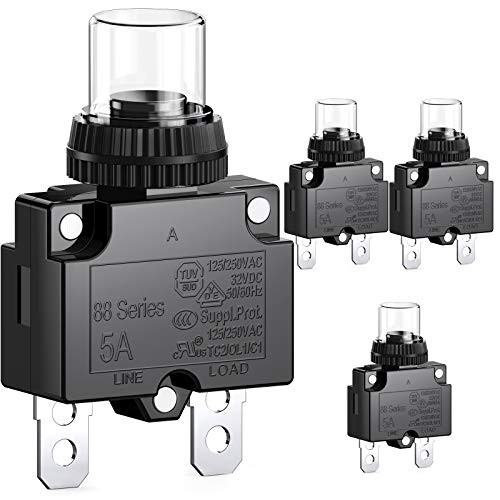CLDIY 5-A-Leistungsschalter mit thermischem Überlastungsschutz 88 Series Manual Push Button Reset mit Schnellanschlussklemmen und wasserdichter Tastenkappe 32VDC oder 125 / 250VAC 4PCS CLDIY 5-A-Leistungsschalter mit thermischem Überlastungsschutz 88 Series Manual Push Button Reset mit Schnellanschlussklemmen und wasserdichter Tastenkappe 32VDC oder 125 / 250VAC 4PCS von Clyxgs