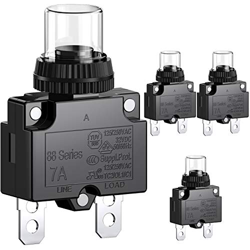 CLDIY 7-A-Leistungsschalter mit thermischem Überlastungsschutz 88 Series Manual Push Button Reset mit Schnellanschlussklemmen und wasserdichter Tastenkappe 32VDC oder 125 / 250VAC 4PCS CLDIY 7-A-Leistungsschalter mit thermischem Überlastungsschutz 88 Series Manual Push Button Reset mit Schnellanschlussklemmen und wasserdichter Tastenkappe 32VDC oder 125 / 250VAC 4PCS von Clyxgs