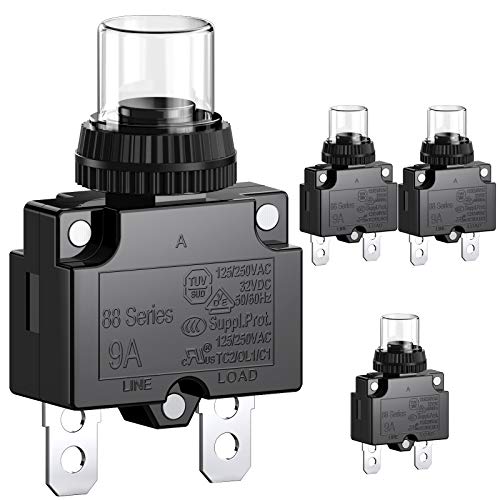 CLDIY 9-A-Leistungsschalter mit thermischem Überlastungsschutz 88 Series Manual Push Button Reset mit Schnellanschlussklemmen und wasserdichter Tastenkappe 32VDC oder 125 / 250VAC 4PCS CLDIY 9-A-Leistungsschalter mit thermischem Überlastungsschutz 88 Series Manual Push Button Reset mit Schnellanschlussklemmen und wasserdichter Tastenkappe 32VDC oder 125 / 250VAC 4PCS von Clyxgs