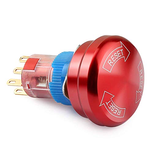 CLDIY Metal Emergency Stop Button Switch, 16MM 5A 250VAC 6-Feet Emergency Stop Power-off Round Self-locking Waterproof Mushroom Cap Switch with 2 NO & 2 NC von Clyxgs