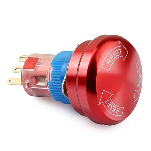 CLDIY Metal Emergency Stop Button Switch 16mm 5A/5-250VAC 3Pin Power Off Round Self-locking Waterproof Mushroom Head Switch One Open and One Closed Red 1PCS CLDIY Metal Emergency Stop Button Switch 16mm 5A/5-250VAC 3Pin Power Off Round Self-locking Waterproof Mushroom Head Switch One Open and One Closed Red 1PCS von Clyxgs