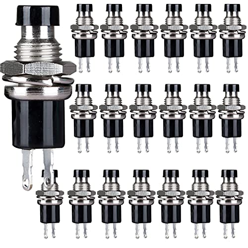 CLDIY Normaler Geschlossener Momentschalter 1A 250 V AC SPST 2-poliger Mini-Mikrotaster Black Kappe 20 Stück von Clyxgs